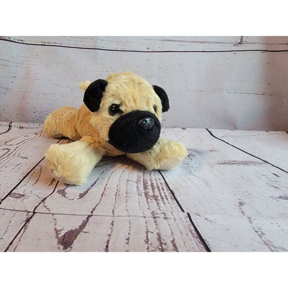 Aurora Tan Pug Plush Stuffed Animal Bean Bag Puppy Dog - Picture 1 of 7